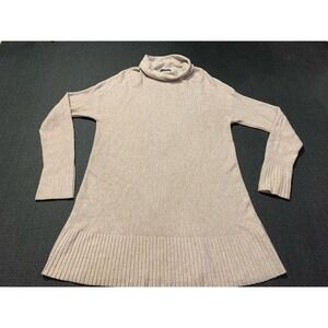 EILEEN FISHER 100% Italian Merino Wool Jersey Turtleneck Sweater Dress Brown‎ L